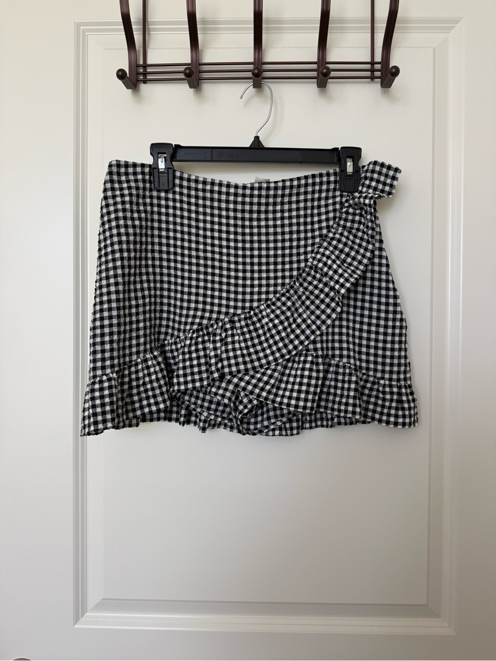 H&M Divided Black & White Gingham Ruffle Wrap Skort